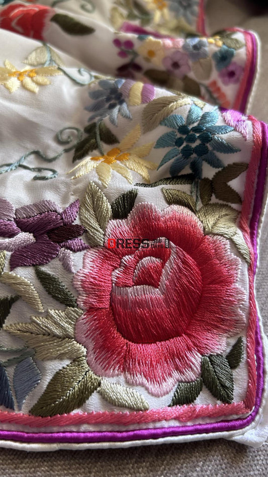 Crepe Silk Parsi Gara Hand Embroidered Saree