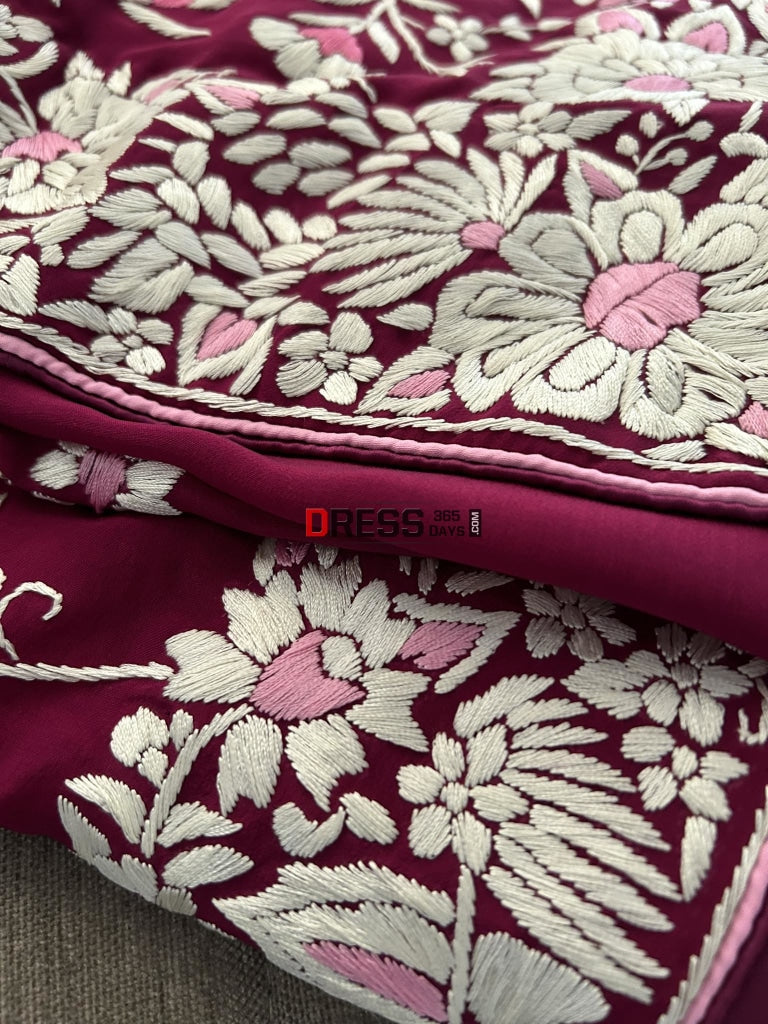 Crepe Silk Parsi Gara Saree