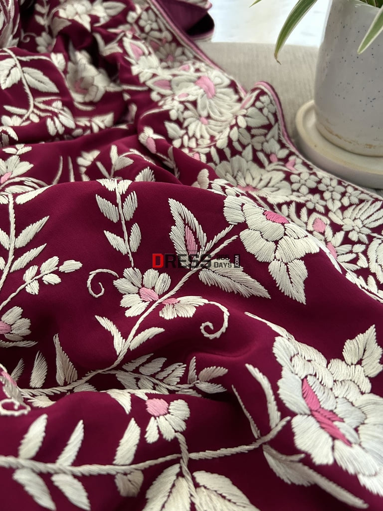 Crepe Silk Parsi Gara Saree