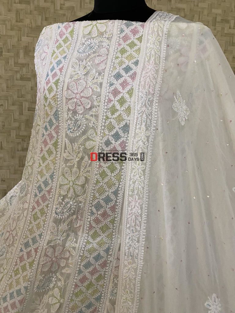 Cut Dana Work Chikankari Anarkali Suit