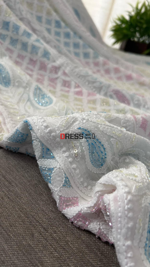 Cut Dana Work Lucknowi Chikankari Anarkali Chikankari Anarkali