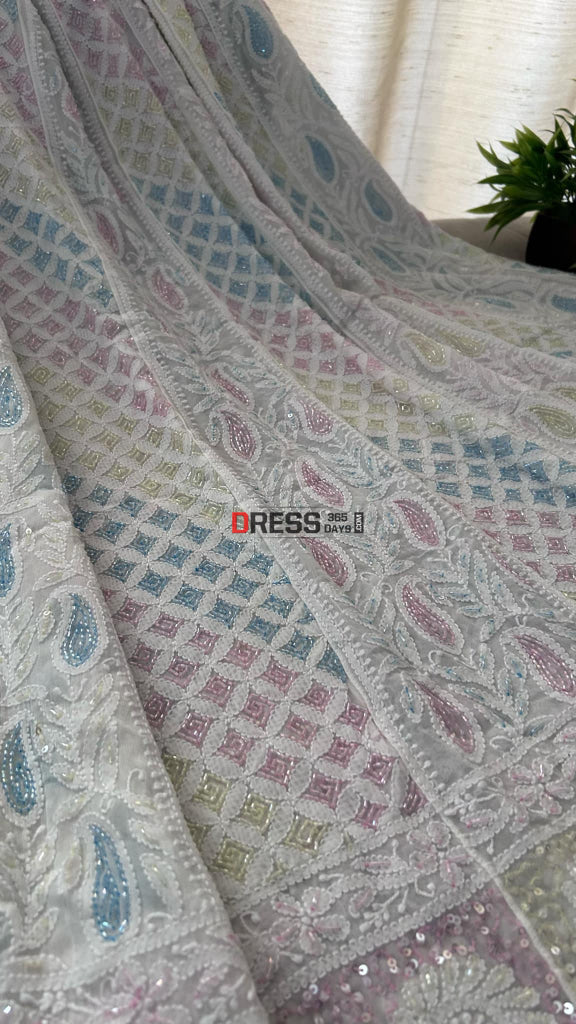 Cut Dana Work Lucknowi Chikankari Anarkali Chikankari Anarkali