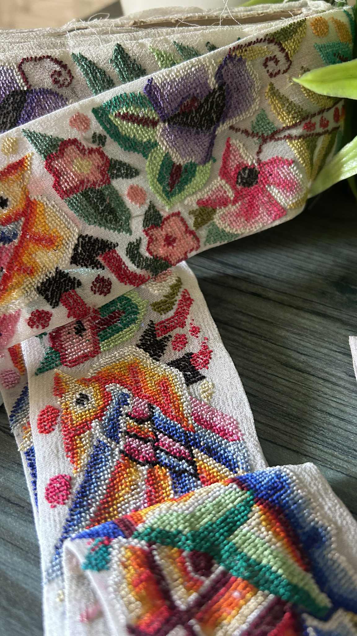 Ivory Exclusive Petit Point Hand Embroidered Border