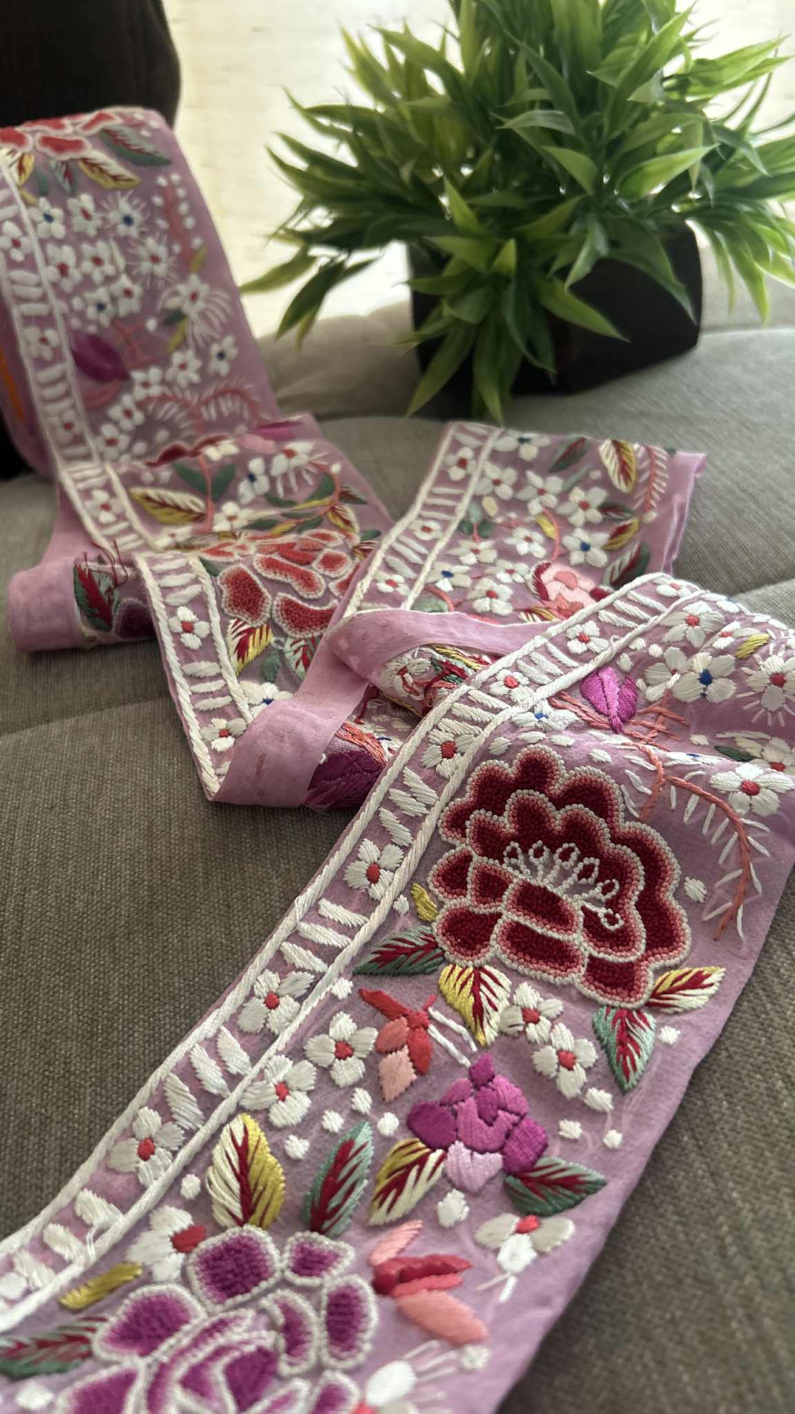 Exclusive Parsi Gara Hand Embroidered Border (Purple)