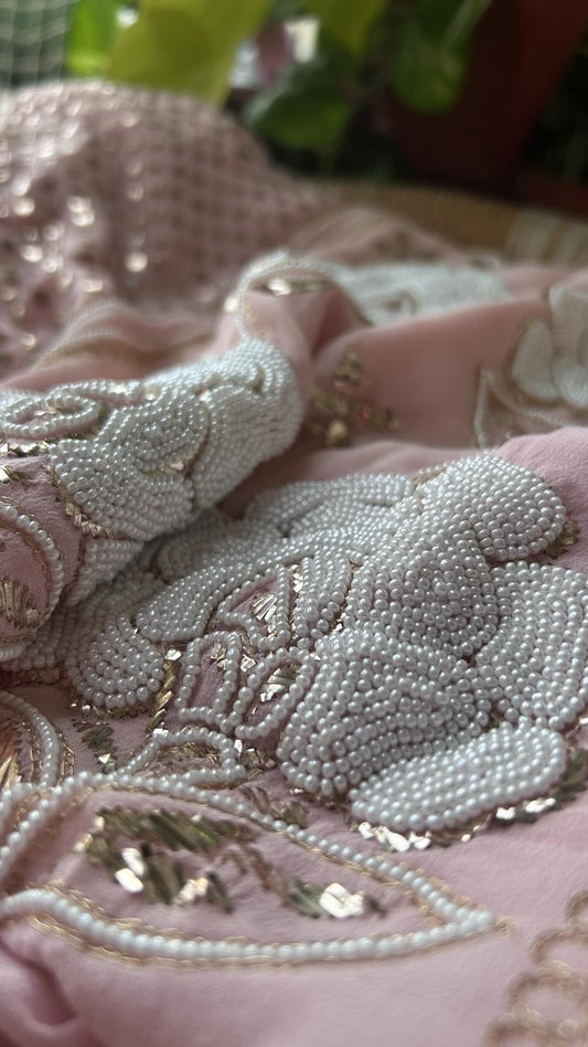 Pastel Pink Kamdani & Pearl Suit - Eid Collection