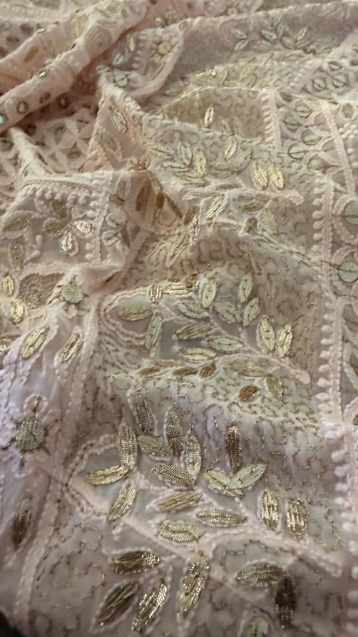 Pastel Pink Mirror Gota Patti Chikankari Anarkali Suit