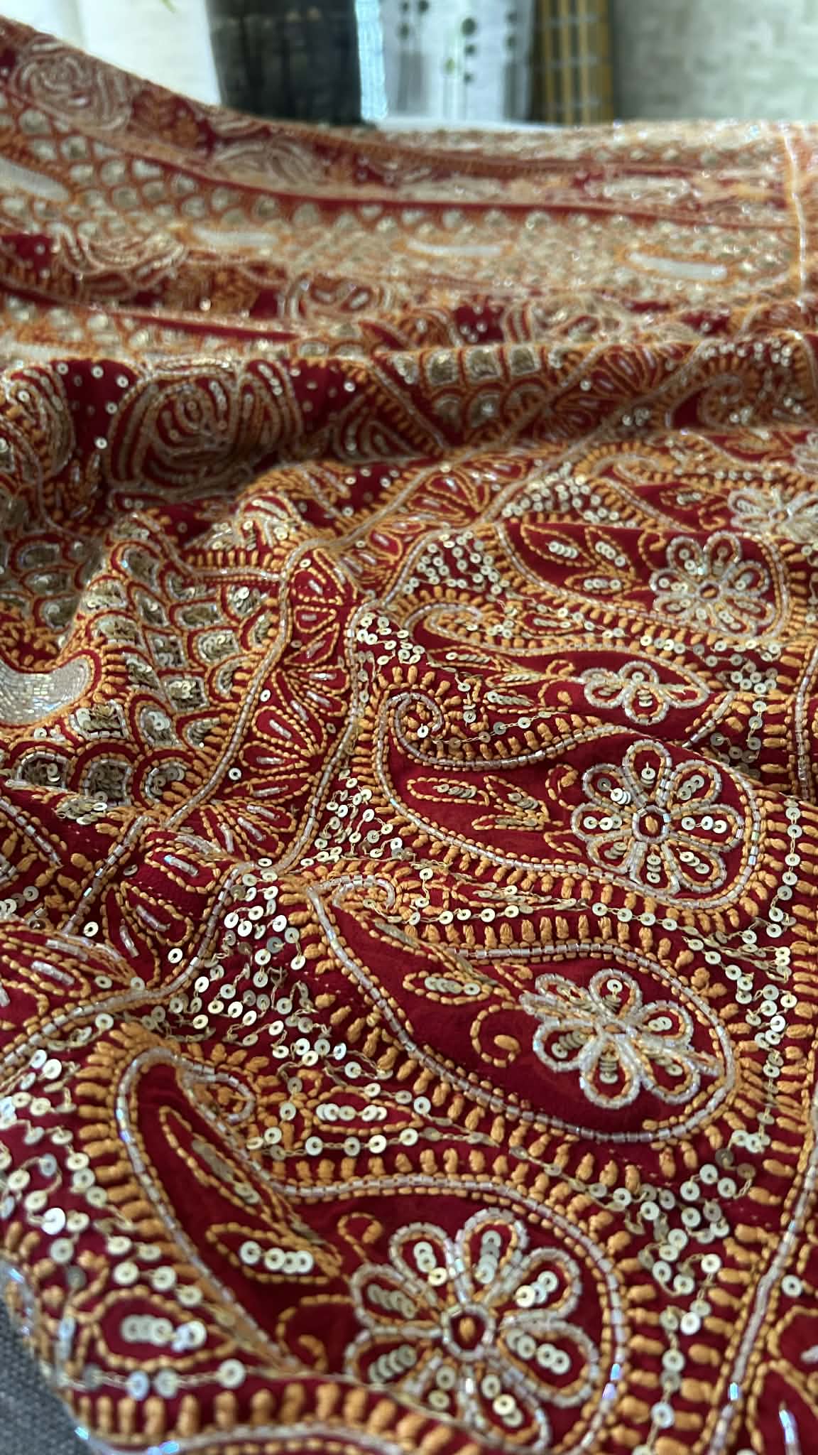 Masterpiece Red Cut Dana & Sequins Work Chikankari Anarkali Suit