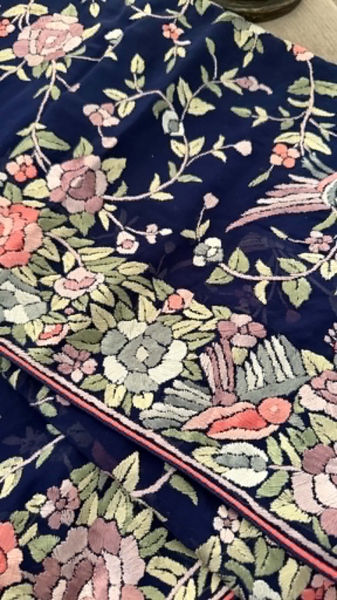 Navy Multicolour Parsi Gara Saree