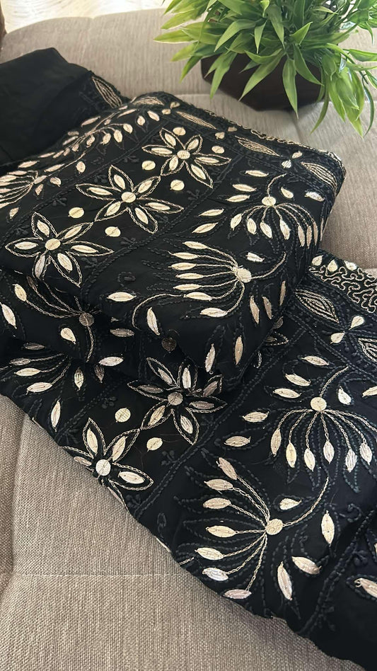 Black Gota Patti Chikankari Kurta Dupatta