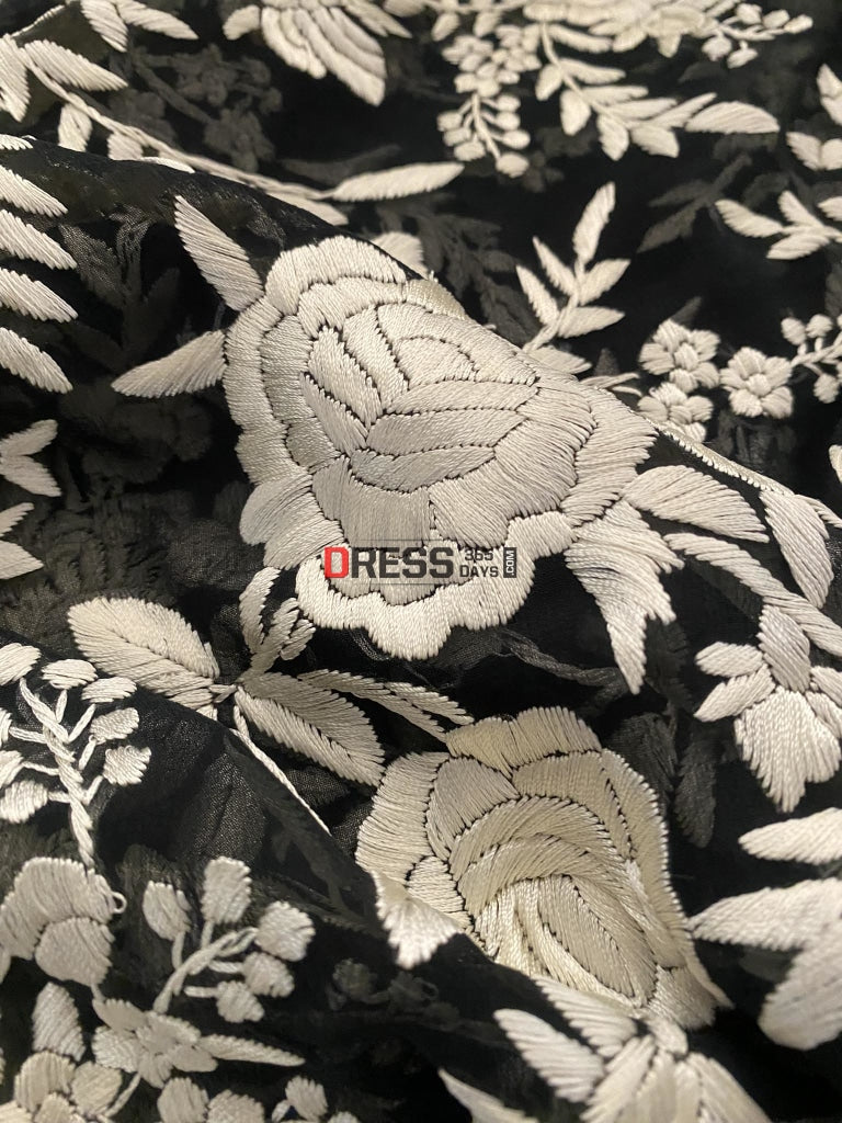 Designer Black Ivory Parsi Gara Dupatta
