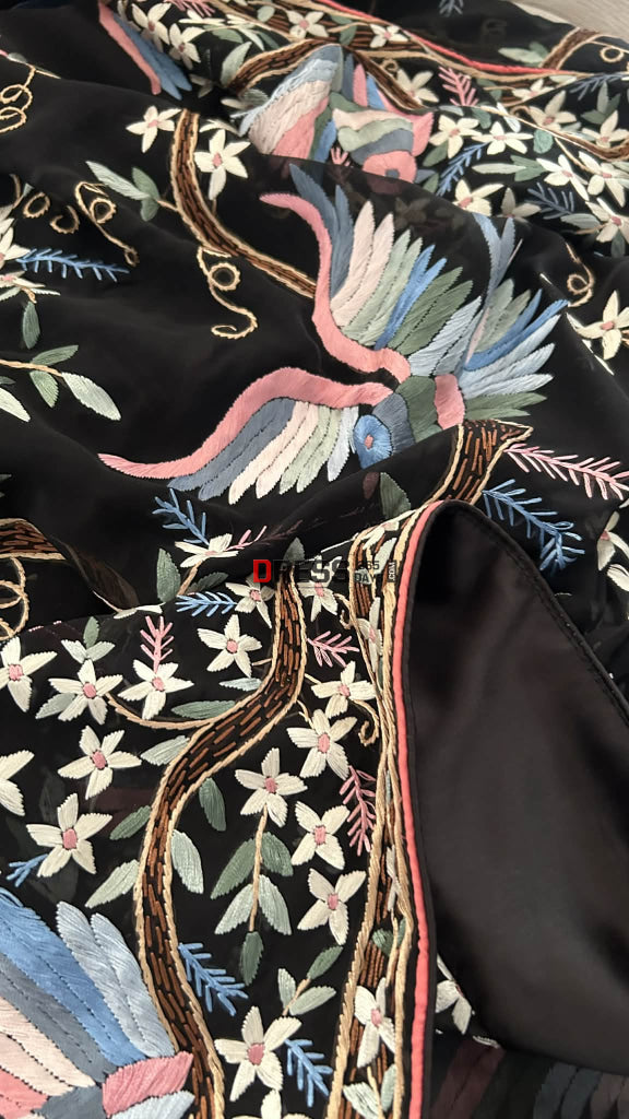 Designer Black Multicolour Parsi Gara Saree Parsi Gara Saree