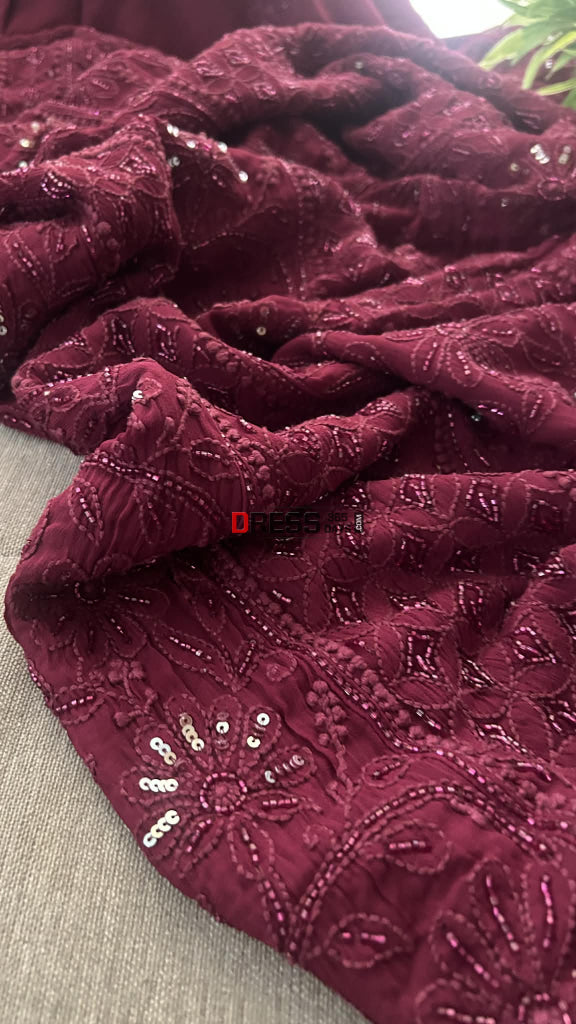 Designer Cut Dana & Sequin Chikankari Anarkali Suit Chikankari Anarkali