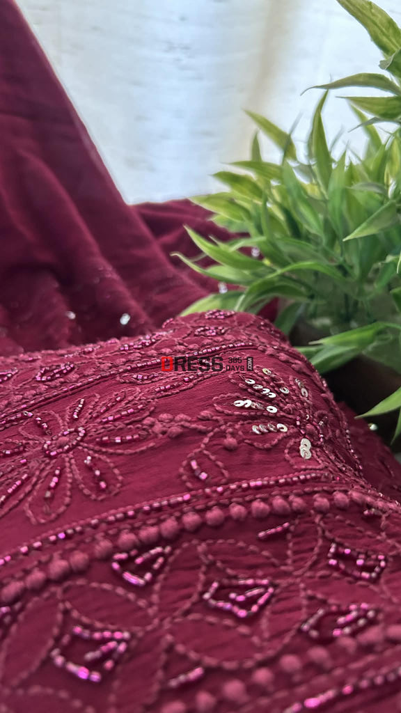 Designer Cut Dana & Sequin Chikankari Anarkali Suit Chikankari Anarkali