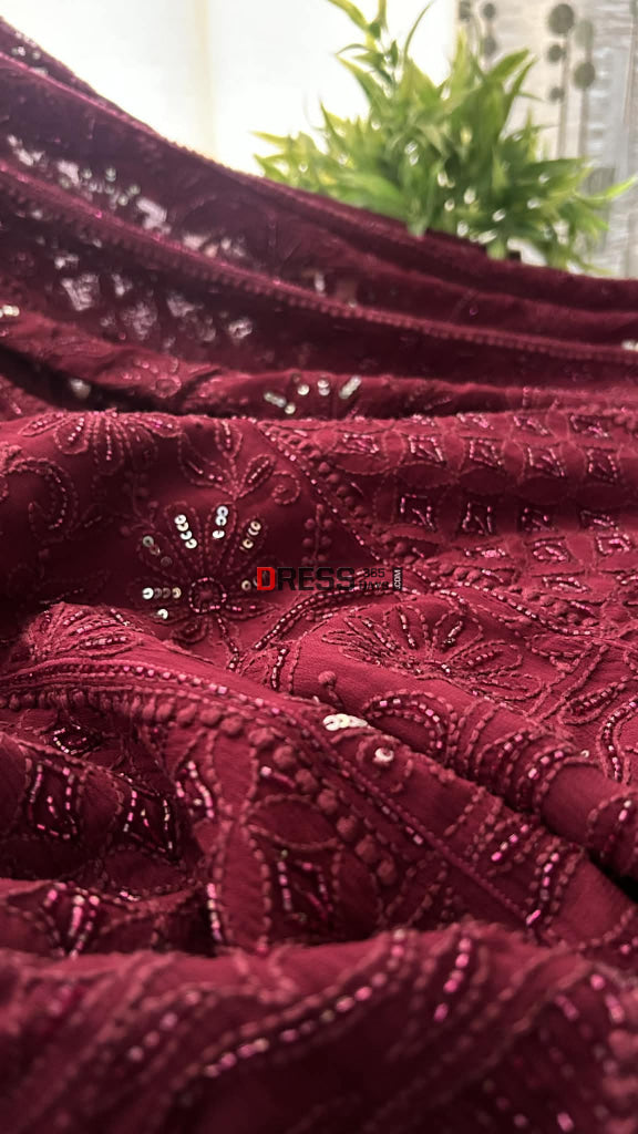 Designer Cut Dana & Sequin Chikankari Anarkali Suit Chikankari Anarkali