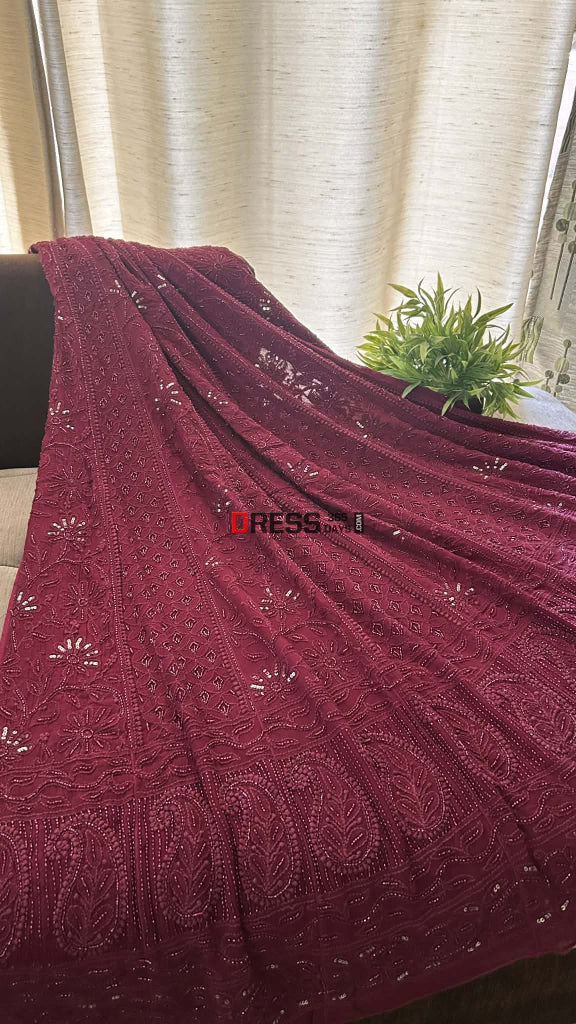 Designer Cut Dana & Sequin Chikankari Anarkali Suit Chikankari Anarkali