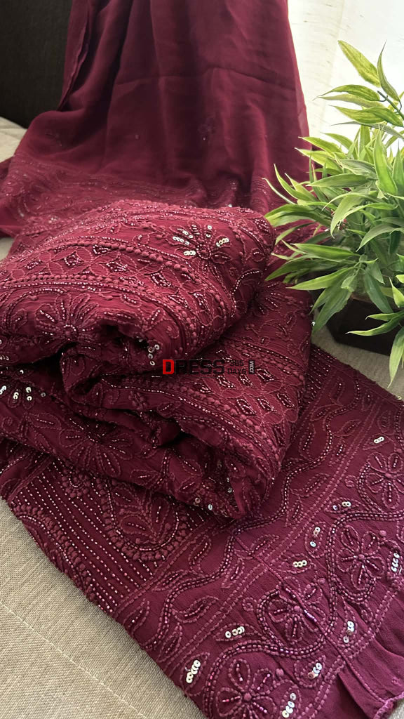 Designer Cut Dana & Sequin Chikankari Anarkali Suit Chikankari Anarkali