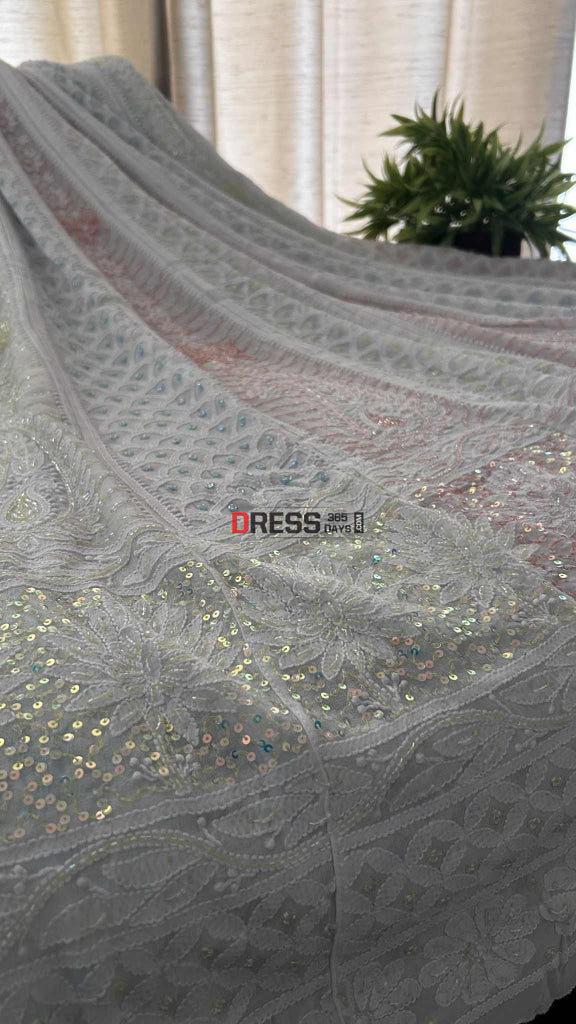 Designer Cut Dana Work Chikankari Anarkali Suit Chikankari Anarkali