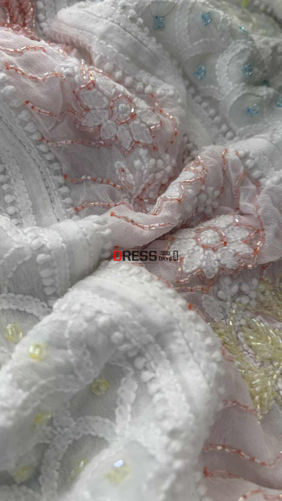 Designer Cut Dana Work Chikankari Anarkali Suit Chikankari Anarkali