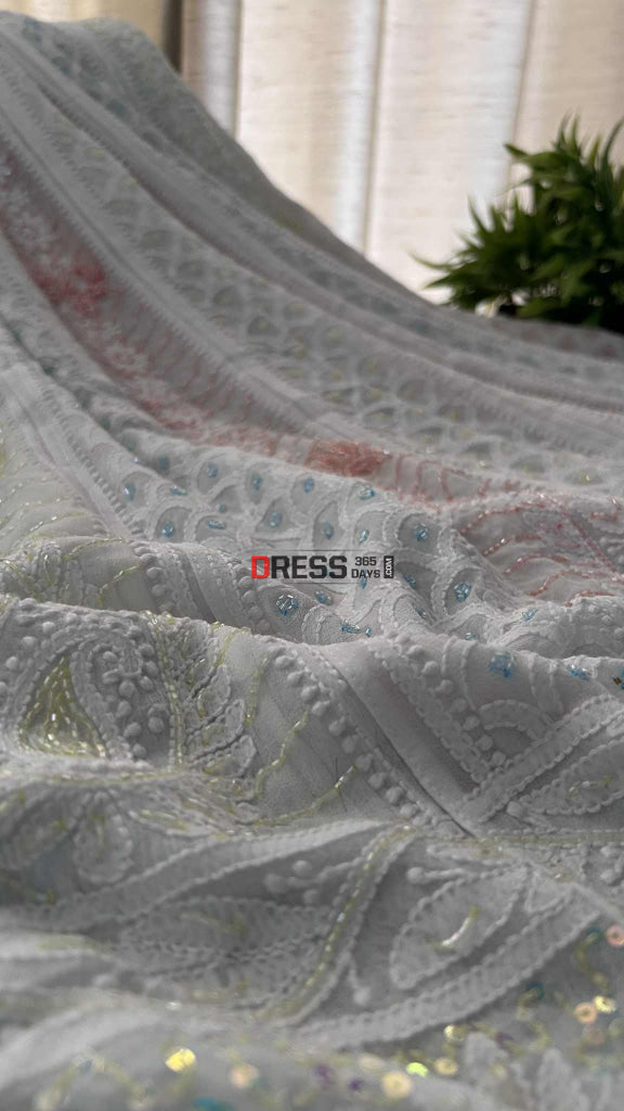 Designer Cut Dana Work Chikankari Anarkali Suit Chikankari Anarkali