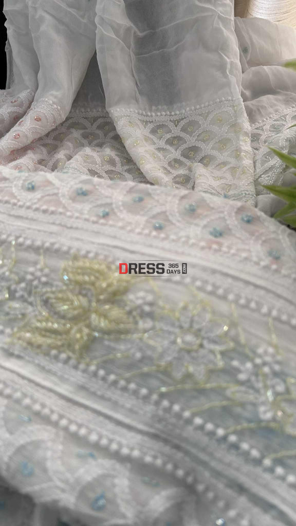 Designer Cut Dana Work Chikankari Anarkali Suit Chikankari Anarkali