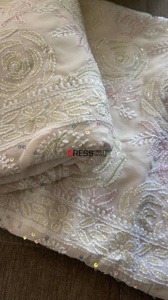 Designer Cut Dana Work Chikankari Suit (Kurta & Dupatta) Chikankari Suits