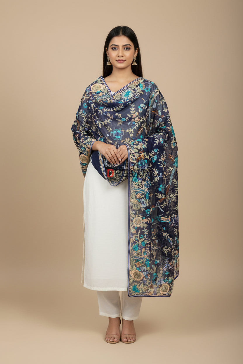 Pre Order Designer Multicolour Parsi Gara Dupatta
