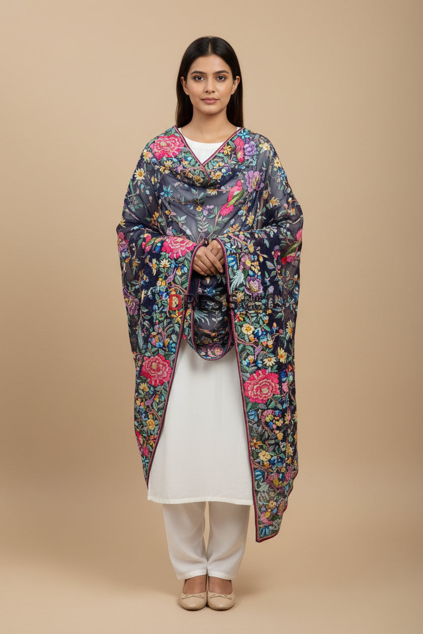 Pre Order Designer Multicolour Parsi Gara Dupatta