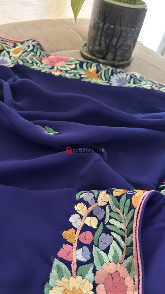 Designer Navy Parsi Gara Dupatta Parsi Gara Dupatta