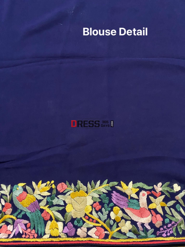 Designer Navy Parsi Gara Saree