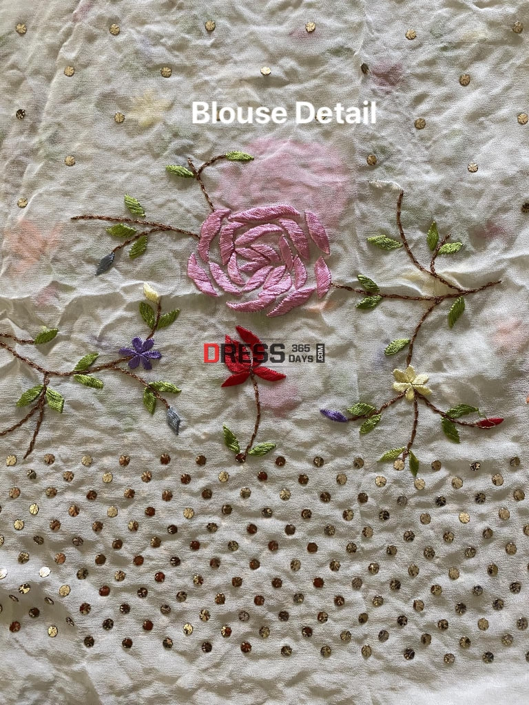 Designer Parsi Gara & Mukaish Saree Chikankari