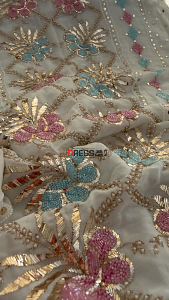Designer Party Wear Cut Dana Mukaish Kurta Dupatta Set (Viscose Georgette) - Chikankari Suits