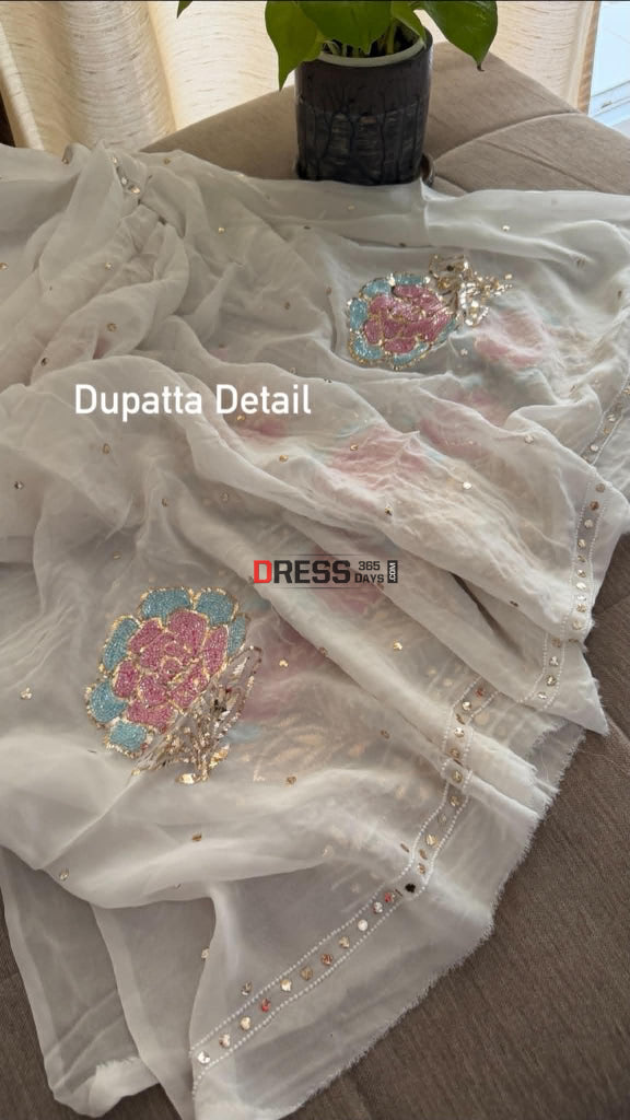 Designer Party Wear Cut Dana Mukaish Kurta Dupatta Set (Viscose Georgette) - Chikankari Suits