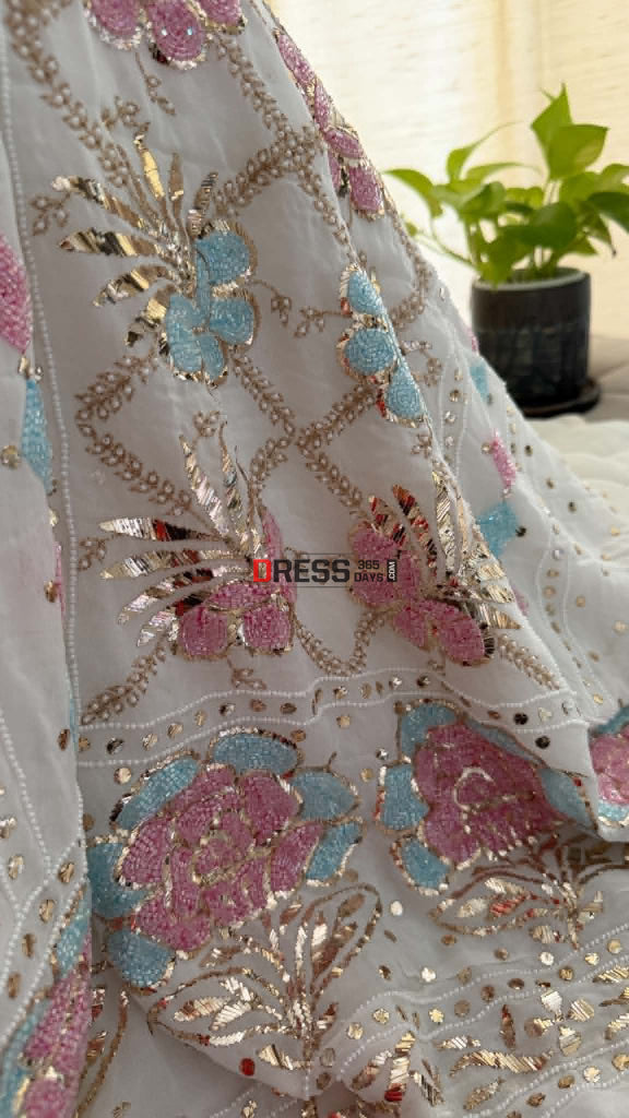 Designer Party Wear Cut Dana Mukaish Kurta Dupatta Set (Viscose Georgette) - Chikankari Suits