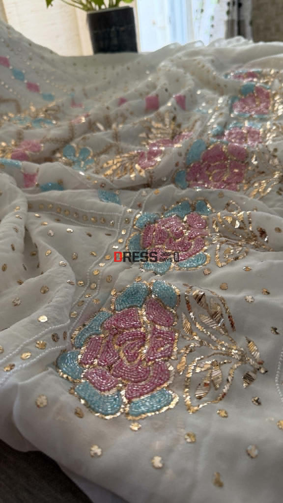 Designer Party Wear Cut Dana Mukaish Kurta Dupatta Set (Viscose Georgette) - Chikankari Suits