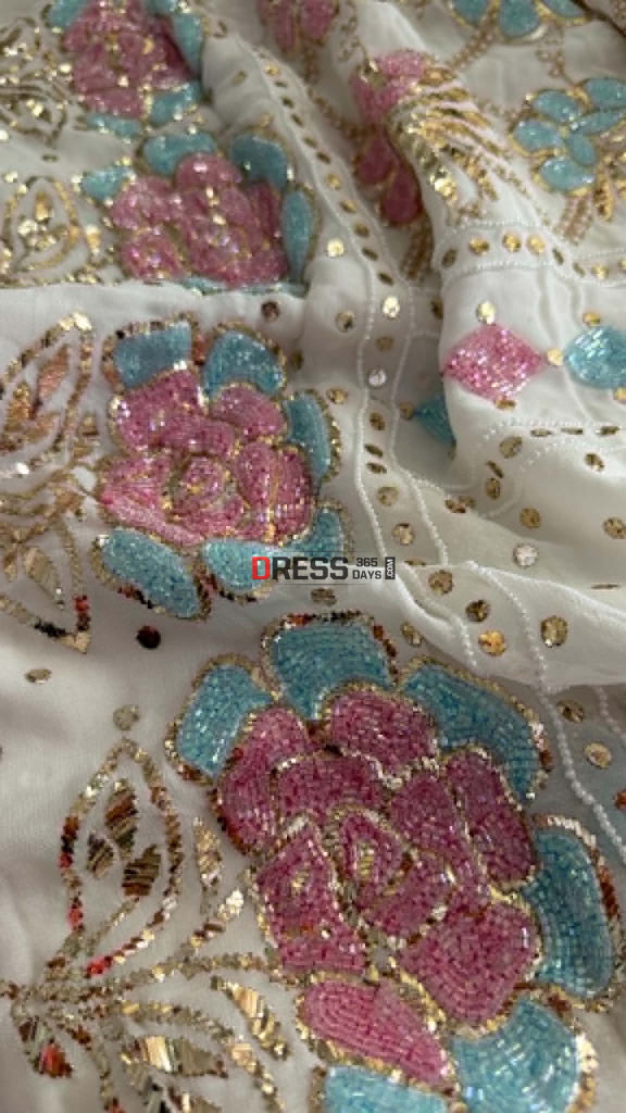 Designer Party Wear Cut Dana Mukaish Kurta Dupatta Set (Viscose Georgette) - Chikankari Suits
