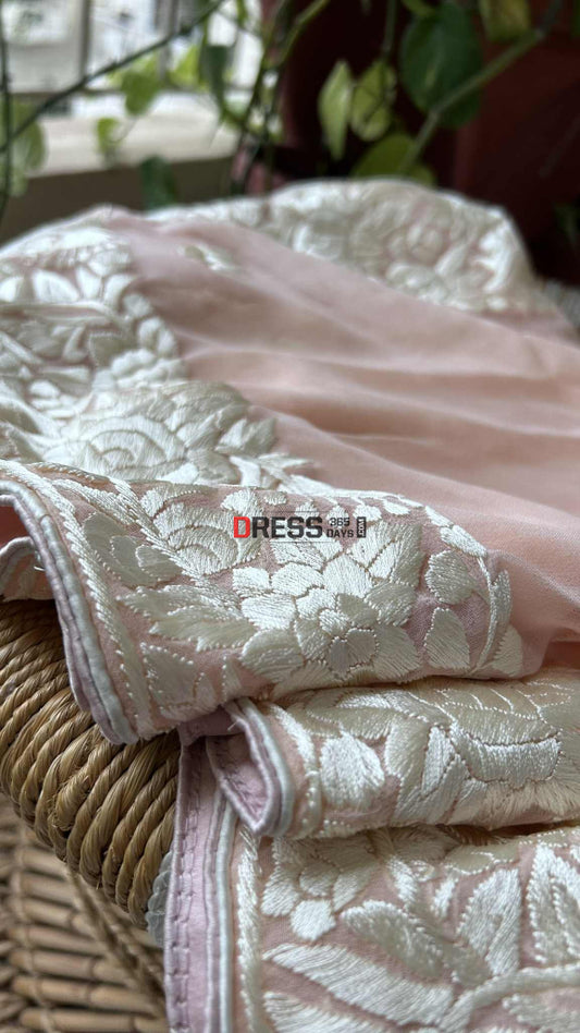Designer Peach Parsi Gara Dupatta Parsi Gara Dupatta