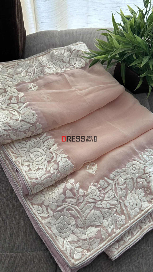 Designer Peach Parsi Gara Dupatta Parsi Gara Dupatta
