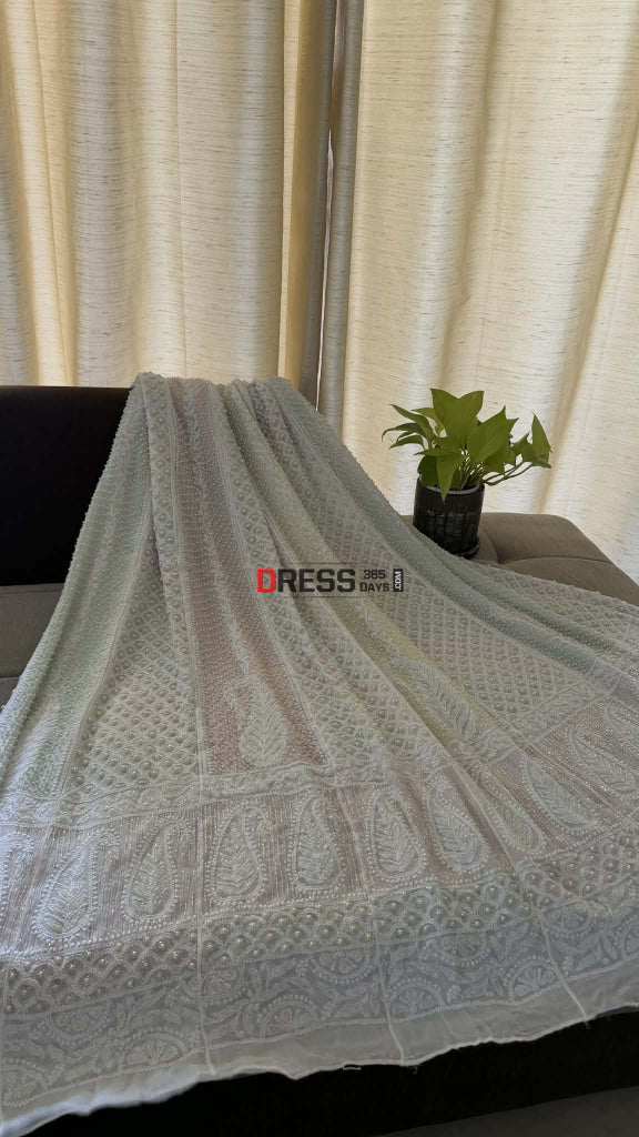 Designer Pearl Cut Dana Chikankari Anarkali & Dupatta Set - Chikankari Anarkali