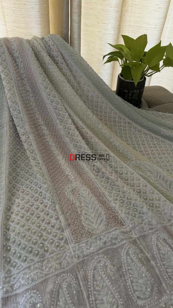 Designer Pearl Cut Dana Chikankari Anarkali & Dupatta Set - Chikankari Anarkali