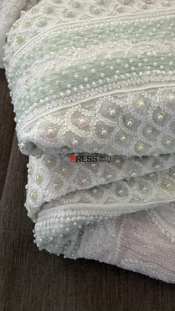 Designer Pearl Cut Dana Chikankari Anarkali & Dupatta Set - Chikankari Anarkali