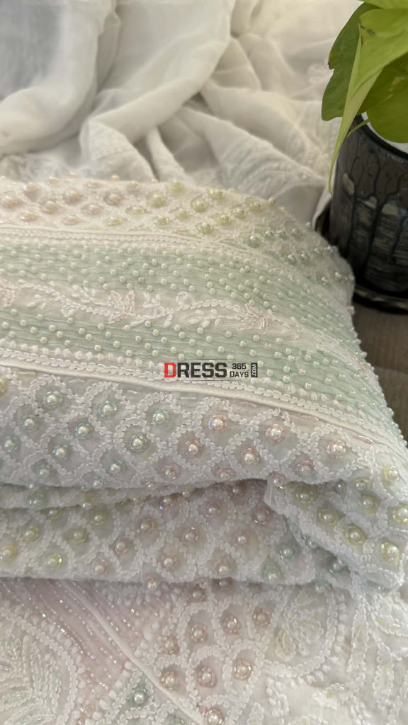 Designer Pearl Cut Dana Chikankari Anarkali & Dupatta Set - Chikankari Anarkali