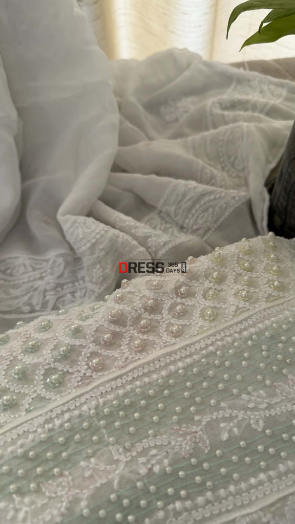Designer Pearl Cut Dana Chikankari Anarkali & Dupatta Set - Chikankari Anarkali