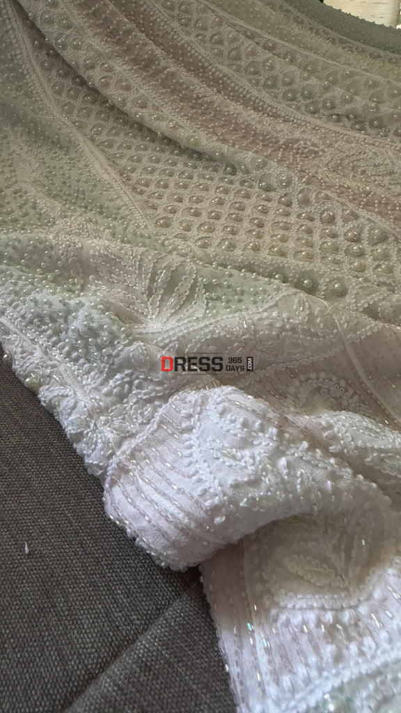 Designer Pearl Cut Dana Chikankari Anarkali & Dupatta Set - Chikankari Anarkali