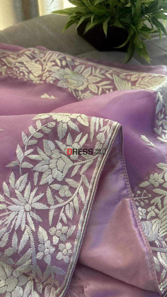 Designer Pink Organza Parsi Gara Saree Parsi Gara Saree