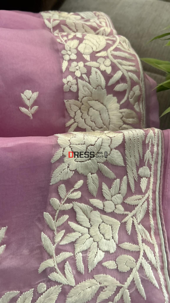 Designer Pink Organza Parsi Gara Saree Parsi Gara Saree