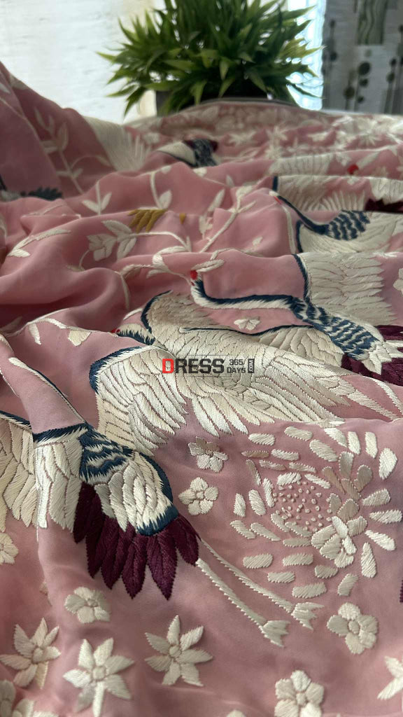 Designer Pink Parsi Gara Dupatta Parsi Gara Dupatta