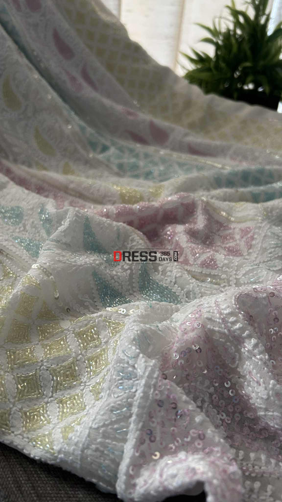 Designer Pure Georgette Cut Dana Chikankari Suit Chikankari Suits