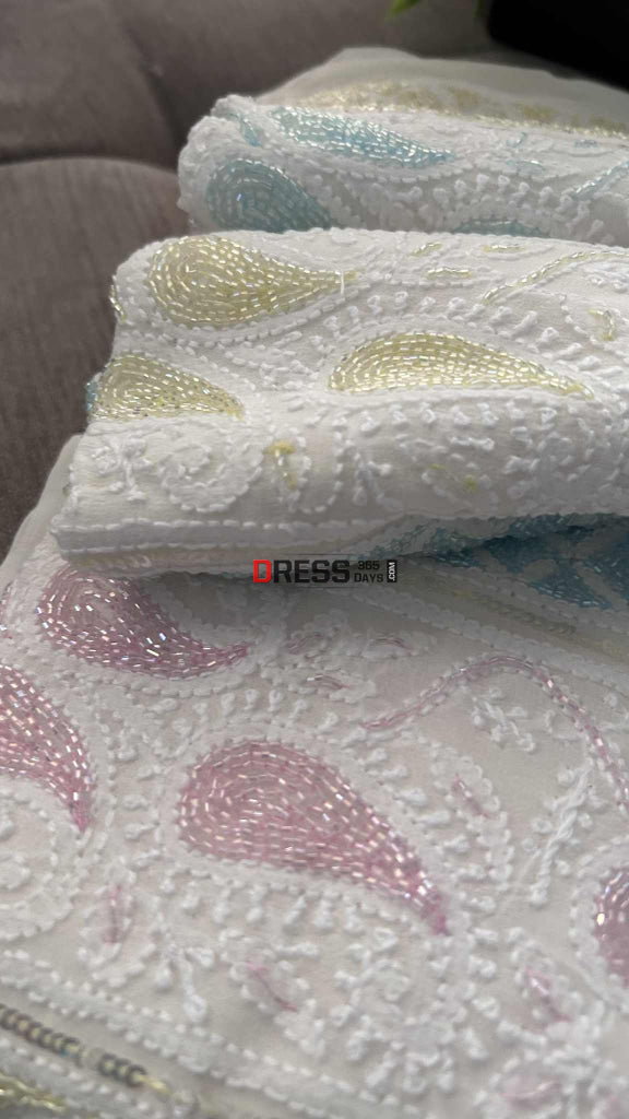 Designer Pure Georgette Cut Dana Chikankari Suit Chikankari Suits