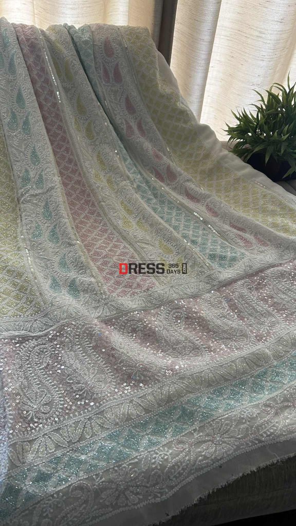 Designer Pure Georgette Cut Dana Chikankari Suit Chikankari Suits