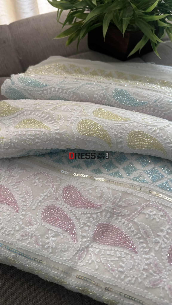 Designer Pure Georgette Cut Dana Chikankari Suit Chikankari Suits